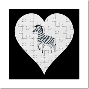 Jigsaw  Zebra Heart Design - Wild Animal Zebra Posters and Art